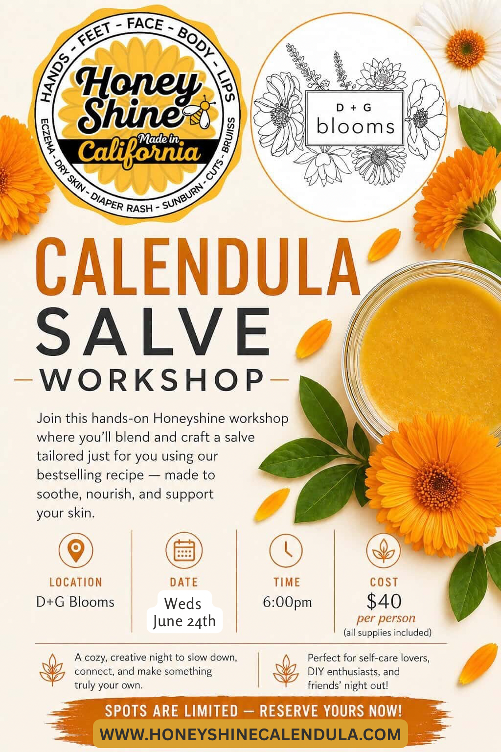 Honeyshine Calendula Salve Workshop x DG Blooms in Newbury Park